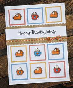 a happy thanksgiving card with cupcakes on it