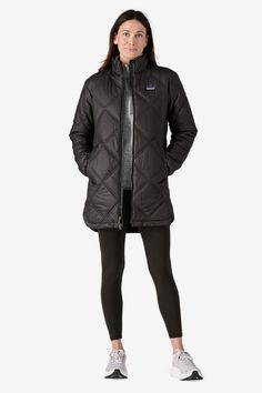 Warm, sporty and detailed, the Pine Bank Insulated Parka is built of 100% recycled polyester ripstop with a DWR (durable water repellent) finish that's made without perfluorinated chemicals (PFCs/PFAS), and insulated with 100-g Thermogreen® 100% recycled polyester. Diamond quilting and a scalloped hem make for a flattering silhouette that's great for layering during transitional seasons. Made in a Fair Trade Certified™ factory. Material 1.4-oz Pertex® Quantum 100% recycled polyester ripstop 2.2- Patagonia Kids, Baby Sleepers, Diamond Quilt, Scalloped Hem, Outdoor Shoes, Pajama Shorts, Outerwear Sweater, Patagonia Womens, Outdoor Apparel