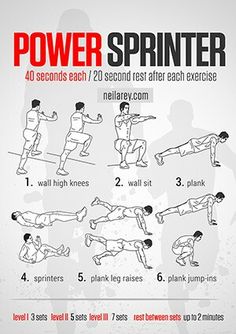 the power sprinter workout poster shows how to do it in 5 minutes or less