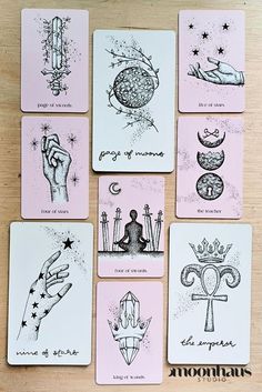 Check out the tarot card decks from MoonHaus Studio for the ultimate spiritual experience! Pair with their Oracle Decks & printables for easy learning! these decks make a unique, insightful, & artsy gift with beautiful tarot art.nDiscover the wide selection of tarot gifts that are available & be sure to enchant any tarot lover this Christmas. #besttarotdecks Pink Tarot Cards, Mini Tarot Cards, Pink Tarot, Best Tarot Decks, Tarot Card Tattoo, Artsy Gift