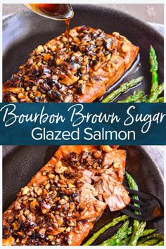 bourbon brown sugar glazed salmon and asparagus