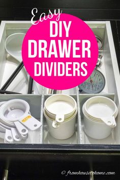 Super Easy Custom Wood DIY Drawer Dividers | Kitchen Decor and Storage Ideas Draw Dividers, Organizing Things, Kitchen Drawer Organizers, Kitchen Desks, Kitchen Desk, Drawer Divider