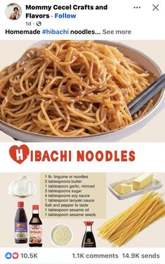 an ad for pasta noodles and sauces is shown on the facebook page, with instructions to make it