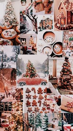 a collage of christmas pictures with gingerbreads, cookies and other holiday decorations