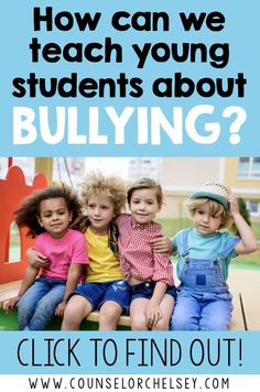 Need some tips for teaching young students about bullying? These ideas will help you plan your bullying prevention lessons for pre-k, kindergarten and first grade. Even though these students are young, they can still be taught the definition of bullying, and can learn what they should do to stand up for themselves and others. These practical tips are perfect for bullying prevention month! Emotional Learning Activities, Prevention Month, Kindness Activities, Counseling Activities