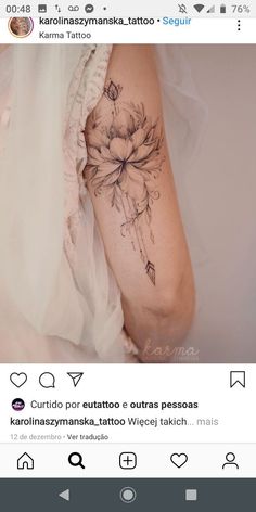 a woman's leg with flowers on it and the word tattoo written in spanish