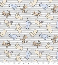 a cat and kittens pattern is shown on a gray striped background with white stripes