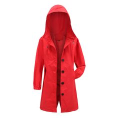 Red Weatherproof Hooded Outdoor Rainproof Coat Fall Windproof Red Outerwear, Red Windproof Outerwear For Fall, Red Hooded Windproof Outerwear, Red Windproof Outerwear For Outdoor Activities, Red Hooded Outerwear For Outdoor, Red Outdoor Outerwear With Detachable Hood, Fall Red Windbreaker With Detachable Hood, Red Winter Windbreaker With Detachable Hood, Red Windbreaker With Detachable Hood For Fall