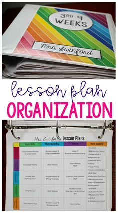 the lesson plan is organized on a binder