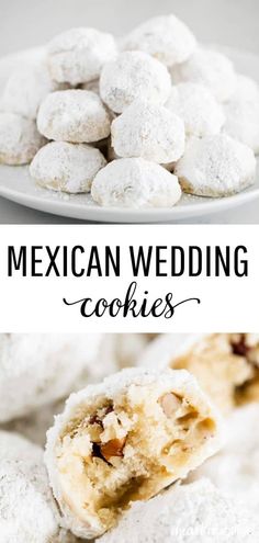 mexican wedding cookies on a white plate