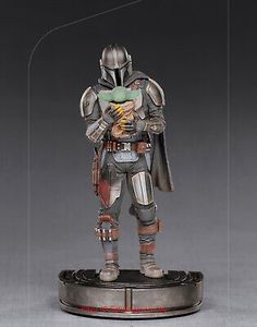 the boba fett statue is on display