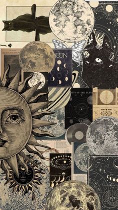 an artistic collage with sun and moon images