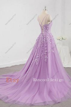 Purple Lace Quinceanera Dress Girl Graduation Party Dress For | Etsy Stunning Prom Dresses Mini, Dream Prom Dress Ball Gown, Customizable Length Ball Gown With Fitted Bodice, Fitted Ball Gown With Lace Back, Party Dress With Customizable Length And Fitted Bodice, Customizable Length Dress With Fitted Bodice For Party, Prom Dress With Lace And Long Train, Lace Prom Dress With Long Train, Fitted Ball Gown Dresses With Lace Back