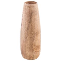 a wooden vase is shown on a white background