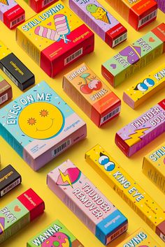 Pop Art Colors Product Design Amazing Packaging Design, Trendy Food Packaging, Color Blocking Packaging, Retro Packaging Design Food, Puzzle Packaging Design, Pop Art Packaging Design, Funky Packaging Design, Gen Z Packaging Design, Personal Branding Graphic Design