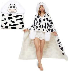 The fleece blanket features a lightweight, pill-free microfiber fleece that is not only supremely soft, but warm and cozy. Cow Bedding, Leopard Cartoon, Nightgown Pajamas, Cow Blanket, Blanket Dress, Cow Gifts, Onesie Pajamas, Blanket Hoodie, Pink Rabbit