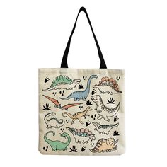 Delightful cartoon animal tote bag with black shoulder strap for easy carrying. Select from a variety of animal designs. Dimensions: 15.7" x 15.7" (40cm x 40cm) Animal Bag, Travel Storage, Cute Dinosaur, Casual Tote, Cartoon Cute, Types Of Bag, Dinosaur Print, Print Tote, Mozambique