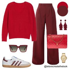 Burgundy Trousers - 10 Outfit Ideas 🐙 Here are 10 more colors that pair well with burgundy! Which is your favorite? As fall approaches it’s time to break out our sweaters. Instead of just pairing them with jeans, here’s a reminder that wide leg trousers are a more elevated option but just as comfortable! So for an elevated casual look, try pairing your sweaters with your trousers! You can still wear your sneakers with them! 😉 So save this post for style inspiration and look in your closet to... Burgandy Pants Outfits, Burgundy Shoes Outfit, Wide Leg Jeans Outfit, Burgundy Outfit