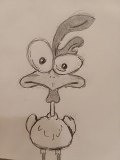 a drawing of a cartoon character with big eyes