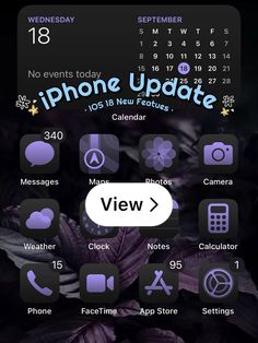 an iphone screen with the date and time on it, next to a purple flower