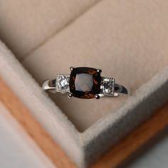 Luo Jewelry, Emerald Cut Solitaire Ring, Gold Flower Ring, Pear Cut Engagement Rings, Cushion Cut Engagement, Smoky Quartz Ring, Oval Cut Engagement Ring, Ring Cushion, Cushion Cut Ring