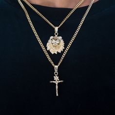 Introducing our Make A Set Pairs - Layer up with these best selling 2 Chains + 2 Pendants for up to 60% Off! Upgrade your fit without breaking the bank ???? This product is guaranteed for life – GLD will repair or replace the item should you experience any defects in craftsmanship or breakage. Set Includes - (2) Micro Cuban Chains - (1) Lion Micro Pendant - (1) Crucifix Pendant Specifications Micro Cuban Chain (18", 20", 22" or 24") -Weight: 9-12 grams (varies between sizes) -Width: 3mm Lion Micro Pendant -Weight: 5 grams -Width x Height: 1" x 1 3/8" Crucifix Pendant -Weight: 3.5 grams -Width x Height: 3/4" x 1 1/2" | Crucifix and Lion Set - The GLD Shop