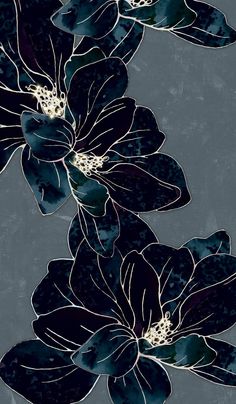 an image of blue flowers on a gray background with black and white lines in the middle