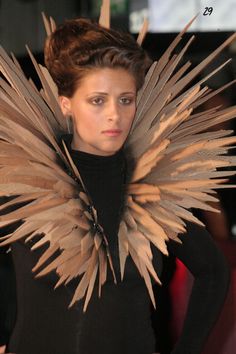 Cardboard Feathers, Body Adornment Jewellery, Spiked Leather Jacket, Structured Fashion, Festival Attire, Mannequin Art, Quince Dresses Pink