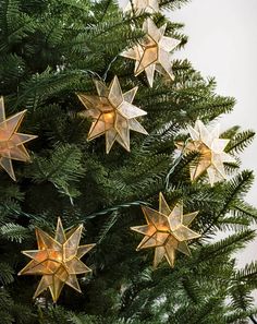 a christmas tree with gold stars on it