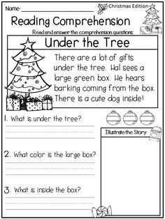 reading worksheet for christmas with pictures and words to help students understand the tree