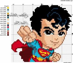 a cross stitch pattern with the image of superman