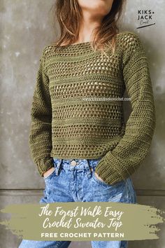 the forest walk easy crochet sweater top is made with free crochet pattern