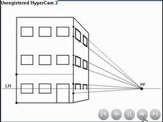 a drawing of a building with several windows on the front and side, one is drawn in