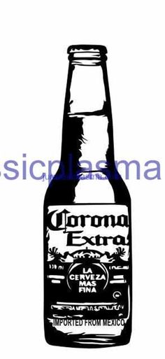 a black and white drawing of a beer bottle with the word cumma on it