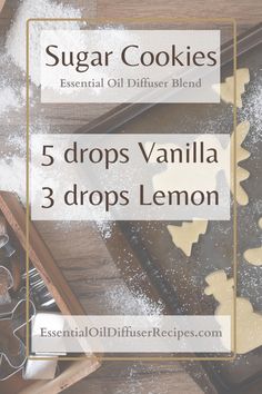 The Sugar Cookies essential oil diffuser recipe contains lemon and vanilla oleoresin. Doterra Essential Oils Recipes, Oil Diffuser Recipes, Yl Essential Oils