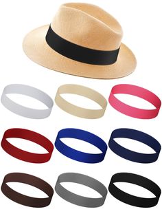 PRICES MAY VARY. Sufficient Quantity: there are 9 different hat bands in 9 colors, including black, white, khaki, red, dark coffee, royal blue, navy blue, pink and gray, meeting most of your needs Quality Material: our cowboy hat band is made of quality elastic material, which is light in weight, soft and comfortable, not easy to break, fade or deform, ideal for fitness, allowing you to use it with confidence for a long time Multiple Choice: the elastic band is made of 23.62 inches/ 60 cm in len Adjustable Casual Solid Hat Band, Casual Hat Bands One Size Fits Most, Casual Solid Adjustable Hat Band, Cowboy Hat Band, Cowboy Hat Bands, Western Costumes, Hat Bands, Different Hats, Trilby Hat