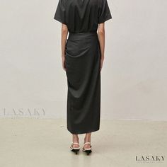 Lasaky - High-Waisted Skirt with Side Slit and Pleated Design Different Is Beautiful, Being Different, Acetic Acid, Wrap Around Skirt, Women Sleeve, Skirt Type, High Waisted Trousers, Types Of Skirts, Let Go