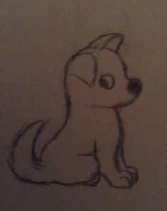 a drawing of a dog that is sitting down