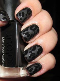 Latest New Year Nail Art Designs 2016 For This Season Leopard Nail Designs, Matte Black Nails, Manicure E Pedicure, Love Nails