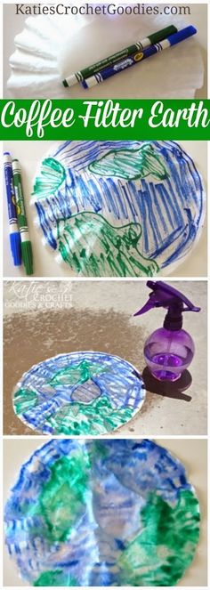 coffee filter earth craft for kids that is easy to make and looks great on the table