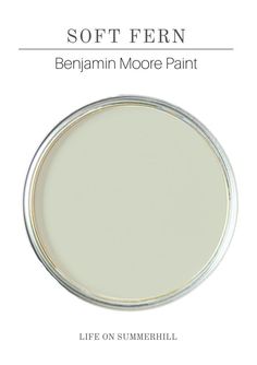 a white paint with the words soft fern on it and an image of a round mirror