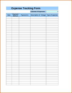 an image of a spreadsheet form with the words,'expense tracking form '