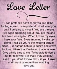 a poem written in cursive writing that says love letter