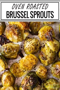 roasted brussel sprouts with text overlay