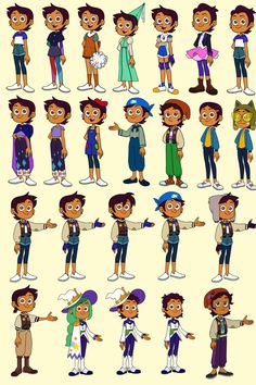 cartoon characters with different poses and expressions