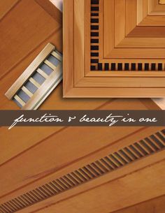 an advertisement for a wood paneled ceiling with the words function is beauty in one