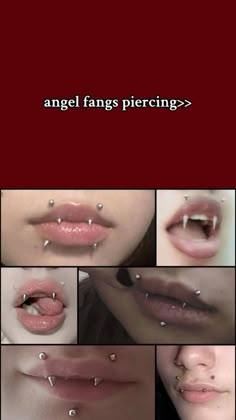 an image of different types of piercings on the lips and mouth, all in various positions