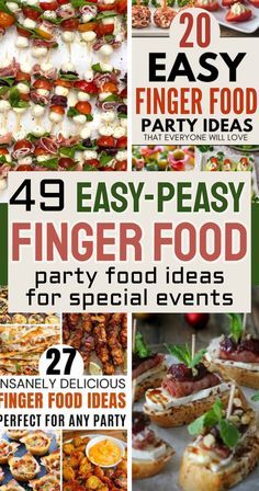 the cover of finger food party ideas, including finger sandwiches and finger foods for special events