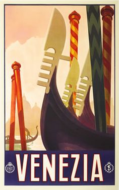 an image of venice italy travel poster