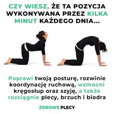 two women doing yoga poses with the words'czy wiezz, zeta po